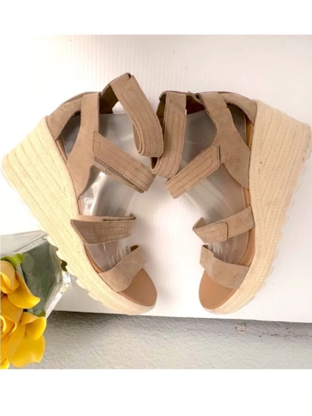 Sorel Cameron Taupe Multi-Strap Espadrille Wedge Sandals Sz 11